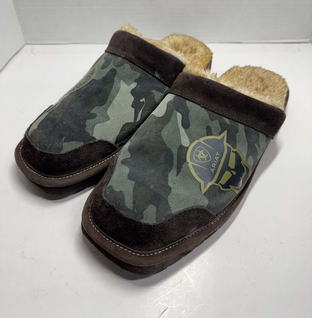 Ariat Silversmith Slippers Size 11 Camo Skull Square Toe